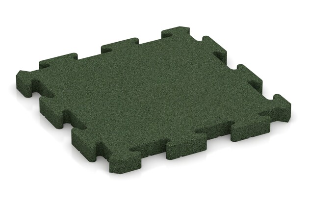 Fallschutz-Puzzlematte von WARCO im Farbdesign grasgrün mit den Abmessungen 500 x 500 x 40 mm. Produktfoto von Artikel 2962 in der Aufsicht von schräg vorne.