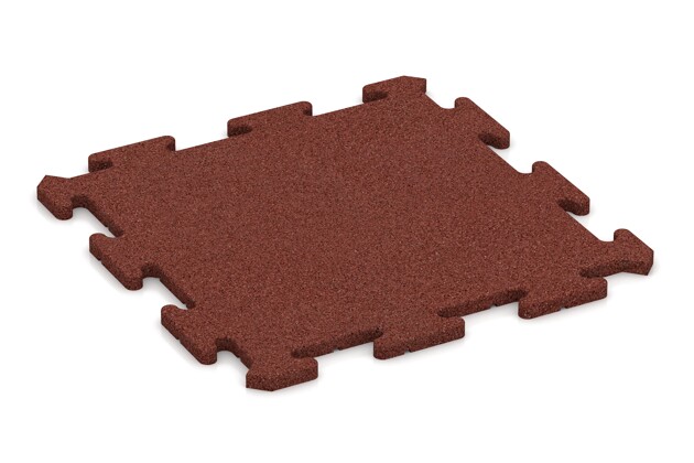 Sportboden-Platte von WARCO im Farbdesign ziegelrot mit den Abmessungen 500 x 500 x 18 mm. Produktfoto von Artikel 4224 in der Aufsicht von schräg vorne.