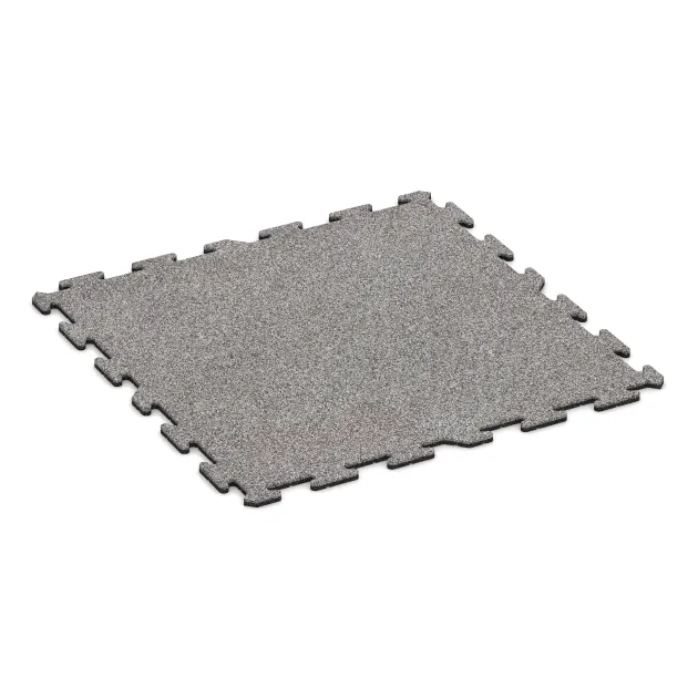 Sportboden-Platte HD 1,8 cm von WARCO im Farbdesign Grau Melange mit den Abmessungen 1000 x 1000 x 18 mm. Produktfoto von Artikel 4605 in der Aufsicht von schräg vorne.