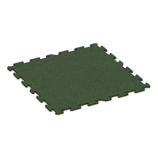 Bodenschutzmatte 1,8 cm – Fitness von WARCO im Farbdesign Grasgrün mit den Abmessungen 1000 x 1000 x 18 mm. Produktfoto von Artikel 0372 in der Aufsicht von schräg vorne.