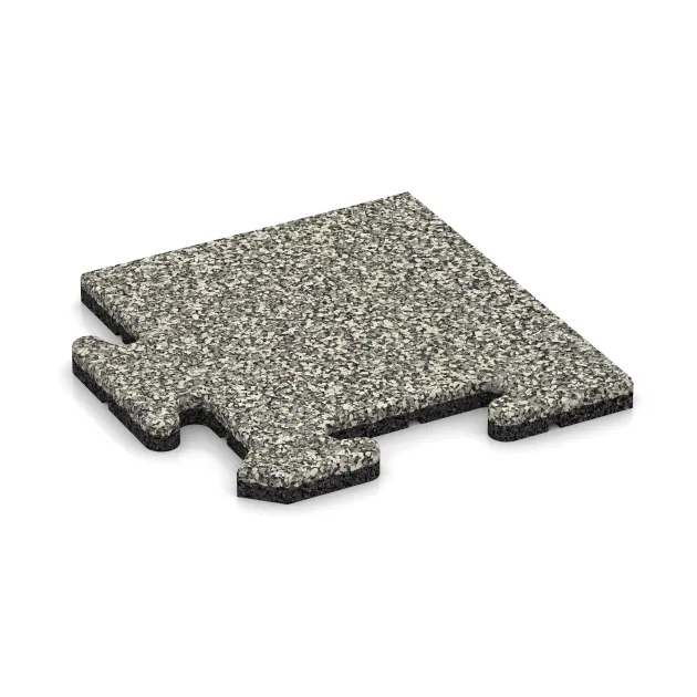 Eckplatte von WARCO im Farbdesign Heller Granit mit den Abmessungen 235 x 235 x 18 mm. Produktfoto von Artikel 4710 in der Aufsicht von schräg vorne.