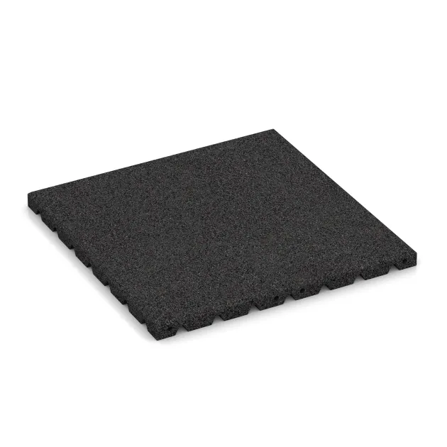 Fallschutzplatte 3 cm - EN 1177 ≤ 100 cm von WARCO im Farbdesign Anthrazit mit den Abmessungen 500 x 500 x 30 mm. Produktfoto von Artikel 5462 in der Aufsicht von schräg vorne.