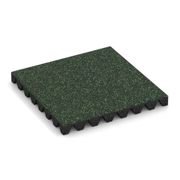 Fallschutzplatte von WARCO im Farbdesign Englischer Rasen mit den Abmessungen 500 x 500 x 50 mm. Produktfoto von Artikel 5358 in der Aufsicht von schräg vorne.
