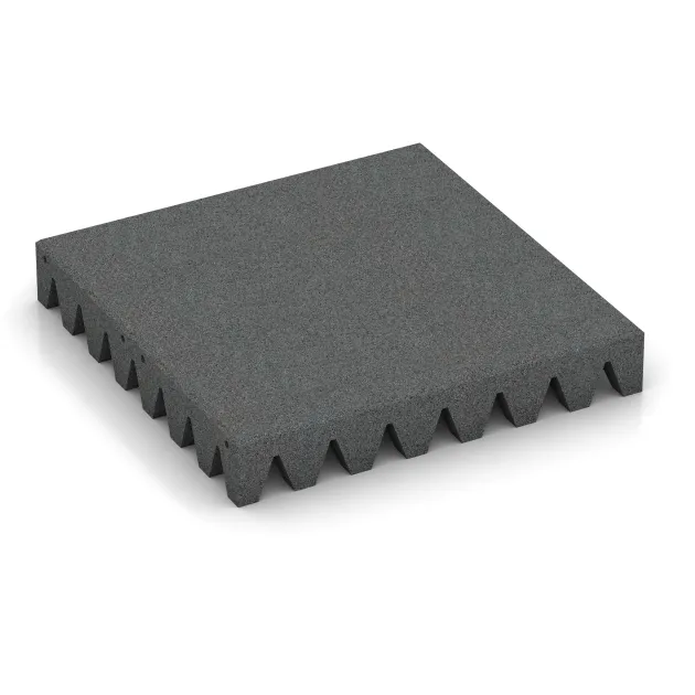 Fallschutzplatte von WARCO im Farbdesign Schiefergrau mit den Abmessungen 500 x 500 x 80 mm. Produktfoto von Artikel 0729 in der Aufsicht von schräg vorne.