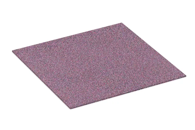 Gummigranulat-Platte von WARCO im Farbdesign Lavendel mit den Abmessungen 1000 x 1000 x 7 mm. Produktfoto von Artikel 4317 in der Aufsicht von schräg vorne.