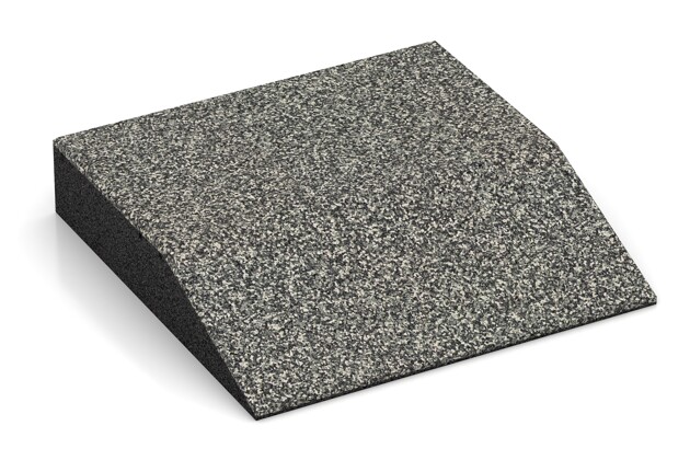 Rand-Platte (eine Seite abgeschrägt) von WARCO im Farbdesign Grauer Granit mit den Abmessungen 500 x 500 x 100 mm. Produktfoto von Artikel 3817 in der Aufsicht von schräg vorne.