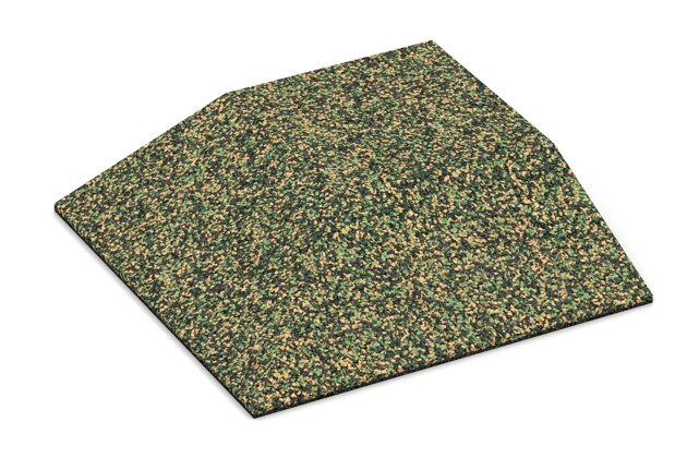 Eck-Platte (zwei Seiten abgeschrägt) von WARCO im Farbdesign Savanne mit den Abmessungen 500 x 500 x 100 mm. Produktfoto von Artikel 3827 in der Aufsicht von schräg vorne.