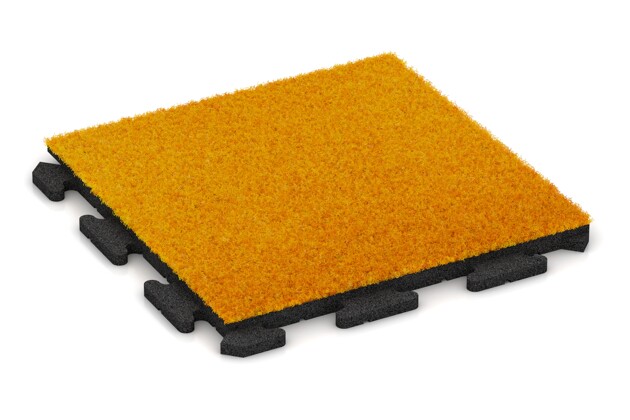 Kunstgras-Fitnessplatte von WARCO im Farbdesign Kunstgras gelb mit den Abmessungen 500 x 500 x 30 mm. Produktfoto von Artikel 1244 in der Aufsicht von schräg vorne.