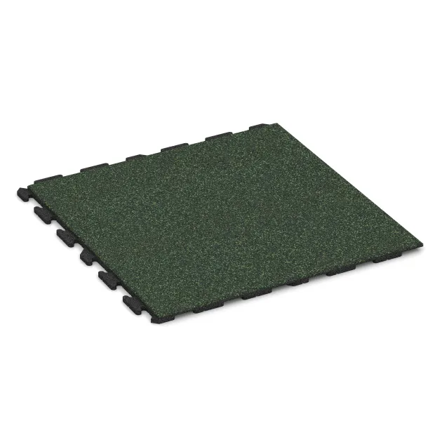 Fitnessboden Gummi-Fliesen Classic von WARCO im Farbdesign Englischer Rasen mit den Abmessungen 1000 x 1000 x 30 mm. Produktfoto von Artikel 1601 in der Aufsicht von schräg vorne.