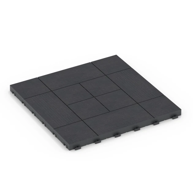 Tafelmuster – Klickfliese von WARCO im Farbdesign Schiefer mit den Abmessungen 38,5 x 38,5 x 2 cm. Produktfoto von Artikel 6236 in der Aufsicht von schräg vorne.