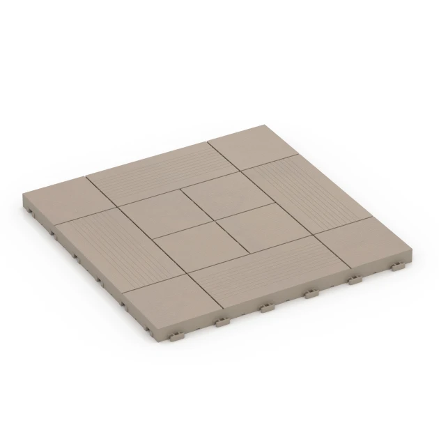 Tafelmuster – Klickfliese von WARCO im Farbdesign Vanille mit den Abmessungen 38,5 x 38,5 x 2 cm. Produktfoto von Artikel 6238 in der Aufsicht von schräg vorne.