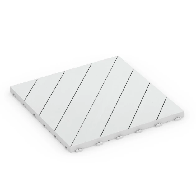 Fischgrät – Klickfliese von WARCO im Farbdesign Kreide mit den Abmessungen 38,5 x 38,5 x 2 cm. Produktfoto von Artikel 6328 in der Aufsicht von schräg vorne.