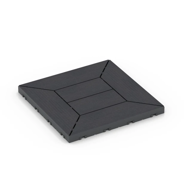 Kassettenmuster – Klickfliese von WARCO im Farbdesign Schiefer mit den Abmessungen 30 x 30 x 2 cm. Produktfoto von Artikel 6346 in der Aufsicht von schräg vorne.