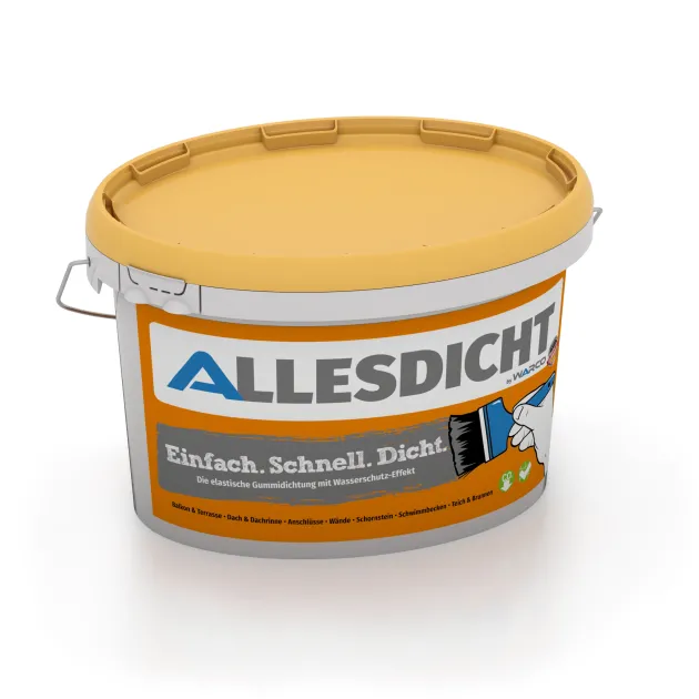 ALLESDICHT – die Gummihaut aus dem Eimer von WARCO im Farbdesign Grau mit den Abmessungen 3 kg | 0,9 m². Produktfoto von Artikel 0002 in der Aufsicht von schräg vorne.