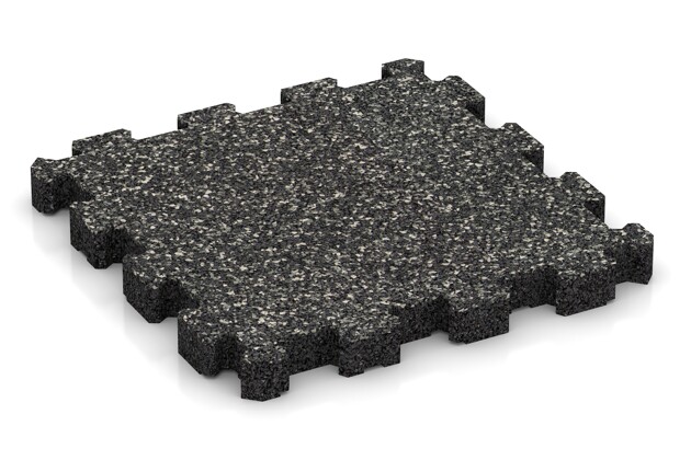 Sportboden von WARCO im Farbdesign Dunkelgrauer Granit mit den Abmessungen 306 x 306 x 30 mm. Produktfoto von Artikel 4271 in der Aufsicht von schräg vorne.