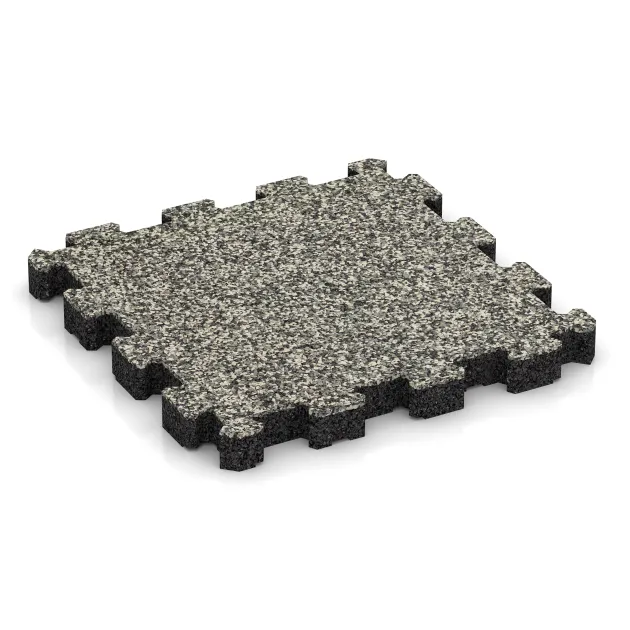 Steinteppich-Klickfliese von WARCO im Farbdesign Heller Granit mit den Abmessungen 306 x 306 x 30 mm. Produktfoto von Artikel 4269 in der Aufsicht von schräg vorne.