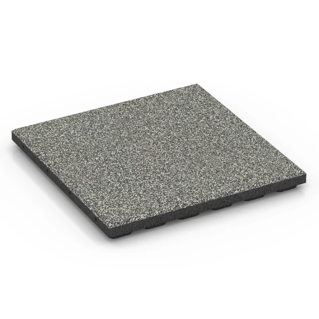 Fallschutzplatte – 120 cm von WARCO im Farbdesign Grauer Granit mit den Abmessungen 50 x 50 x 4 cm. Produktfoto von Artikel 6423 in der Aufsicht von schräg vorne.
