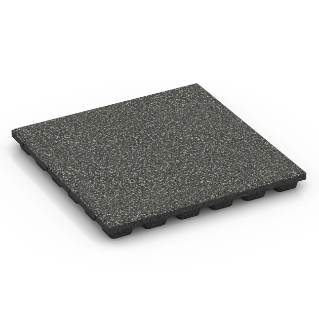 Fallschutzplatte – 160 cm von WARCO im Farbdesign Dunkelgrauer Granit mit den Abmessungen 50 x 50 x 4,8 cm. Produktfoto von Artikel 6431 in der Aufsicht von schräg vorne.