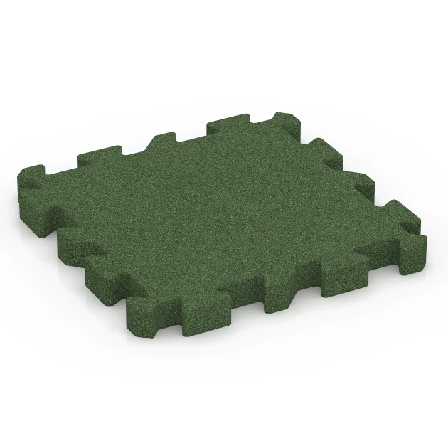Fallschutz-Puzzlematte von WARCO im Farbdesign Grasgrün mit den Abmessungen 50 x 50 x 5 cm | 0,25 m². Produktfoto von Artikel 6307 in der Aufsicht von schräg vorne.