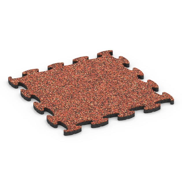 Spielmatte von WARCO im Farbdesign Feuersglut mit den Abmessungen 46 x 46 x 1,8 cm. Produktfoto von Artikel 6755 in der Aufsicht von schräg vorne.