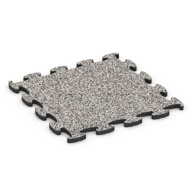 Fitness Max Floor System von WARCO im Farbdesign Grauer Granit mit den Abmessungen 44,6 x 44,6 x 1,8 cm | 0,20 m². Produktfoto von Artikel 6860 in der Aufsicht von schräg vorne.