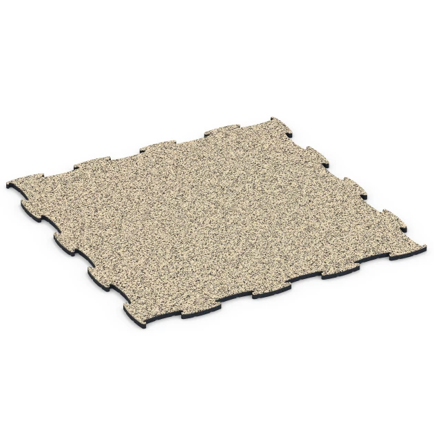 Fitness Max Floor System von WARCO im Farbdesign Travertin mit den Abmessungen 97,1 x 97,1 x 1,8 cm | 0,94 m². Produktfoto von Artikel 6874 in der Aufsicht von schräg vorne.