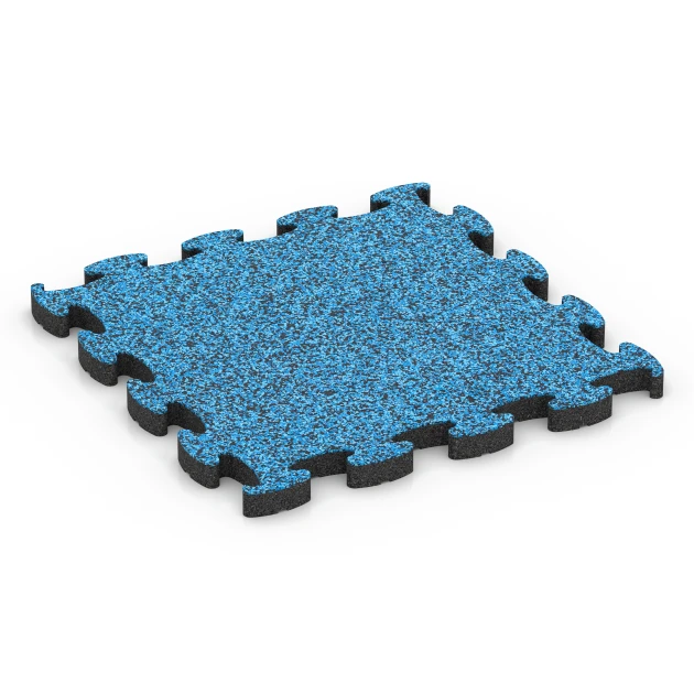 Fallschutz Puzzlematte von WARCO im Farbdesign Atlantik mit den Abmessungen 46 x 46 × 2,8 cm. Produktfoto von Artikel 6938 in der Aufsicht von schräg vorne.