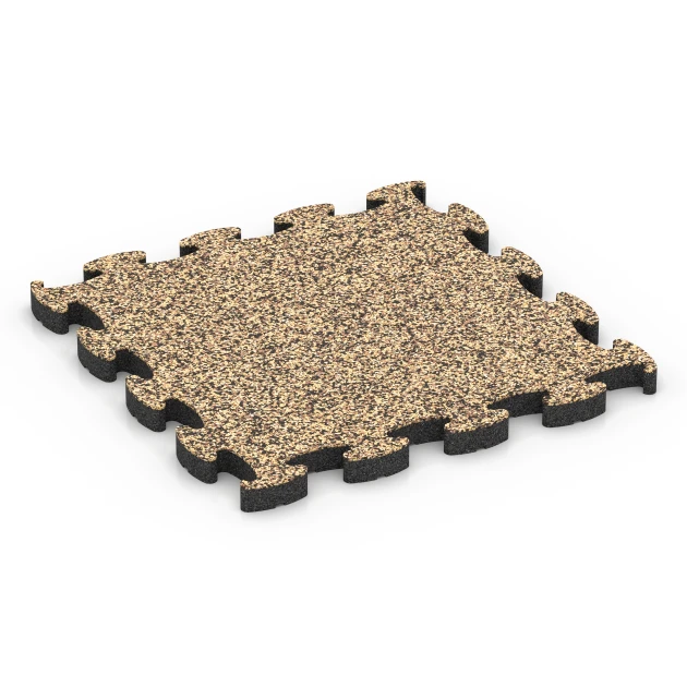 Fallschutz Puzzlematte von WARCO im Farbdesign Rattan Lounge mit den Abmessungen 46 x 46 × 2,8 cm. Produktfoto von Artikel 6939 in der Aufsicht von schräg vorne.