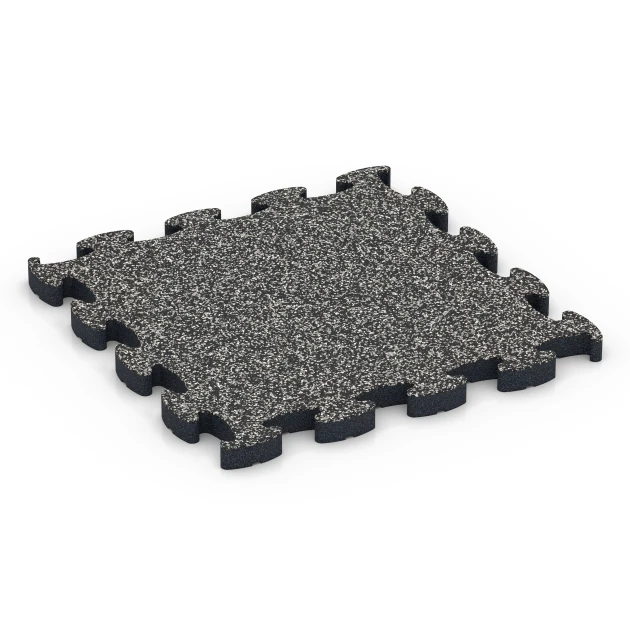 Fitness Max Floor System von WARCO im Farbdesign Dunkelgrauer Granit mit den Abmessungen 44,6 x 44,6 x 2,8 cm | 0,20 m². Produktfoto von Artikel 6877 in der Aufsicht von schräg vorne.