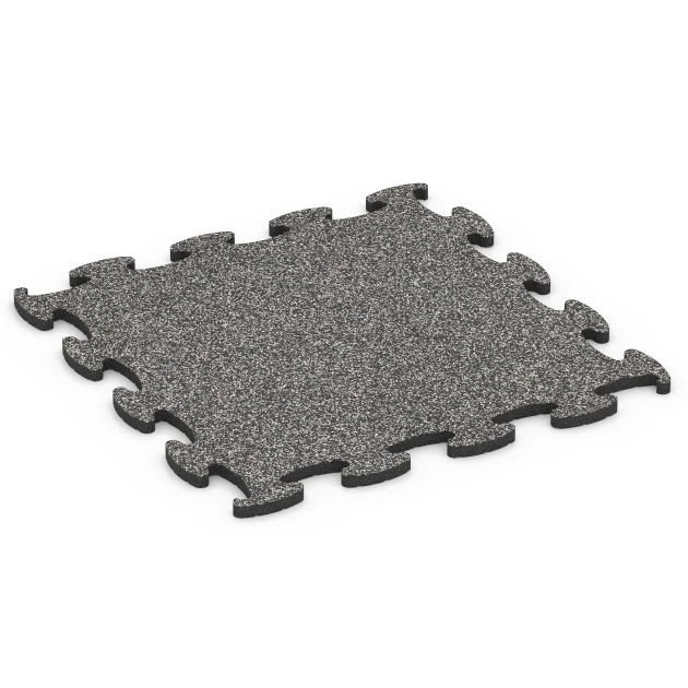 Fitness Active Floor System von WARCO im Farbdesign Dunkelgrauer Granit mit den Abmessungen 97,1 x 97,1 x 2,8 cm. Produktfoto von Artikel 6850 in der Aufsicht von schräg vorne.
