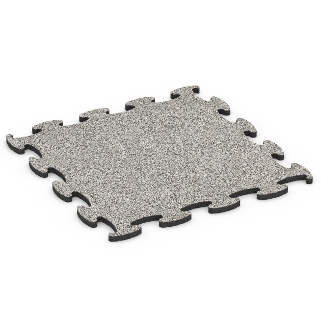 Fitness Active Floor System von WARCO im Farbdesign Grauer Granit mit den Abmessungen 97,1 x 97,1 x 2,8 cm. Produktfoto von Artikel 6851 in der Aufsicht von schräg vorne.
