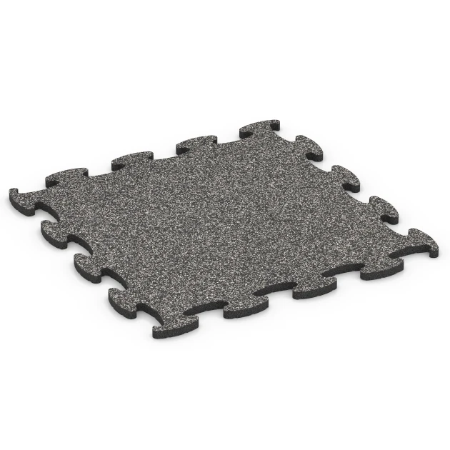 Fitness Max Floor System von WARCO im Farbdesign Dunkelgrauer Granit mit den Abmessungen 97,1 x 97,1 x 2,8 cm. Produktfoto von Artikel 6886 in der Aufsicht von schräg vorne.