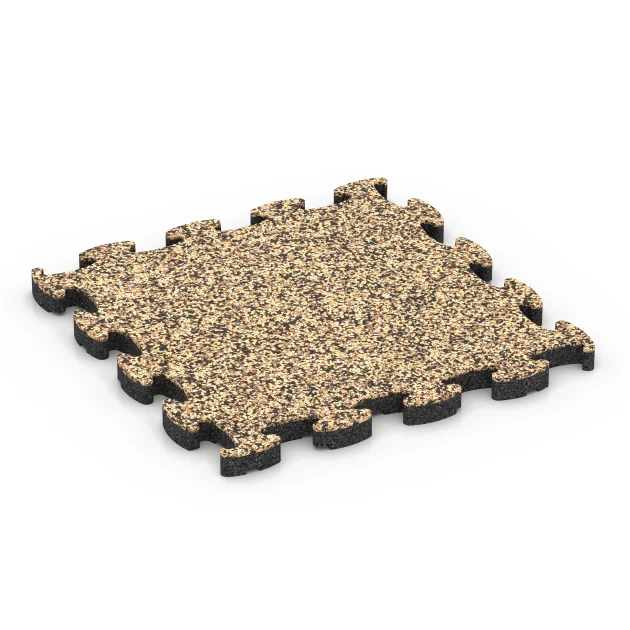 Steinteppich Klickfliese von WARCO im Farbdesign Rattan Lounge mit den Abmessungen 28,9 x 28,9 x 1,8 cm. Produktfoto von Artikel 6822 in der Aufsicht von schräg vorne.