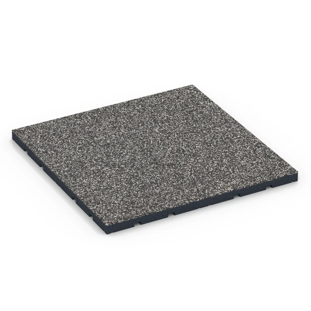 Outdoor-Fitnessboden von WARCO im Farbdesign Dunkelgrauer Granit mit den Abmessungen 60 x 60 x 3 cm | 0,36 m². Produktfoto von Artikel 7132 in der Aufsicht von schräg vorne.