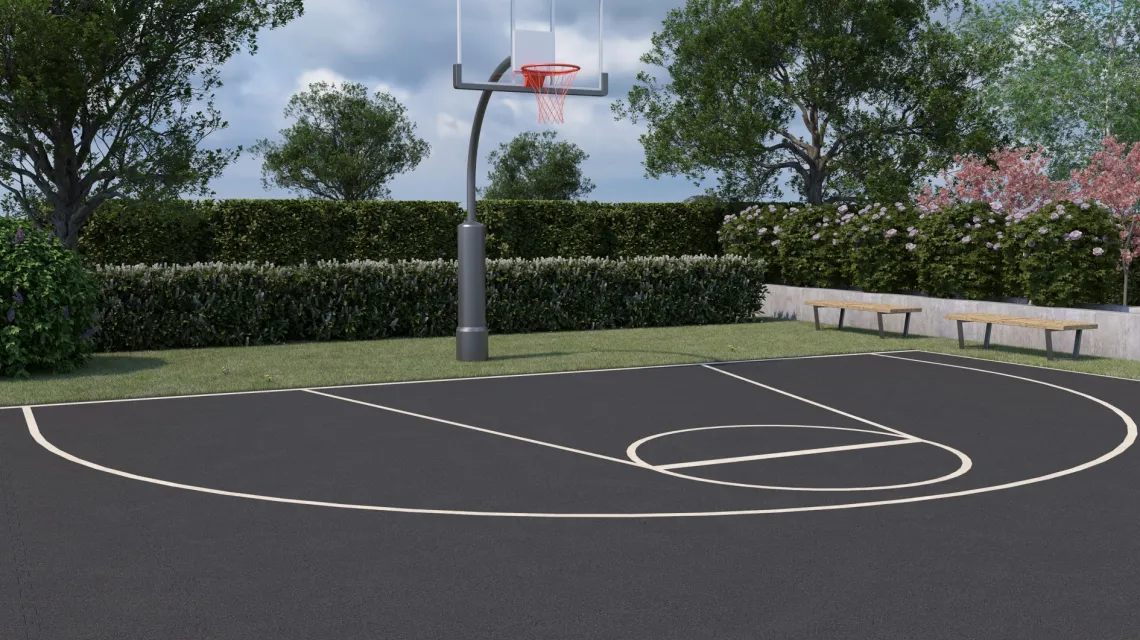 Beispielhafte Verlegung für den Artikel 4179 von WARCO - Ballspielplatte, Farbton Anthrazit in der Abmessung 500 x 500 x 30 mm.