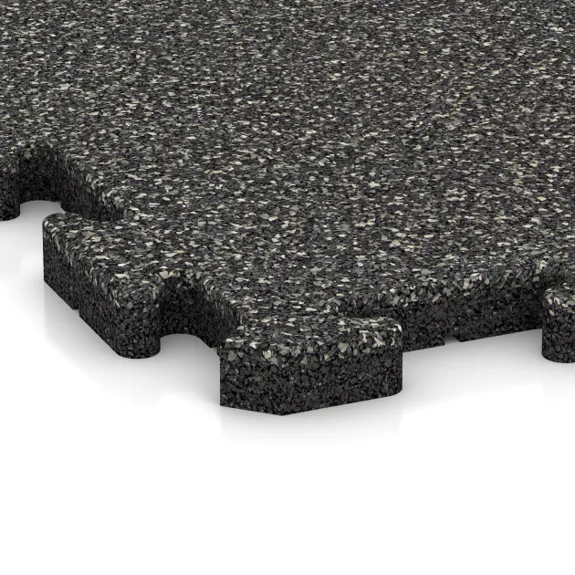 Detailaufnahme der Randausprägung von WARCO-Produkt 3282, Hunde-Sportboden HD, Format 1000 x 1000 x 30 mm, Farbe Dunkelgrauer Granit.