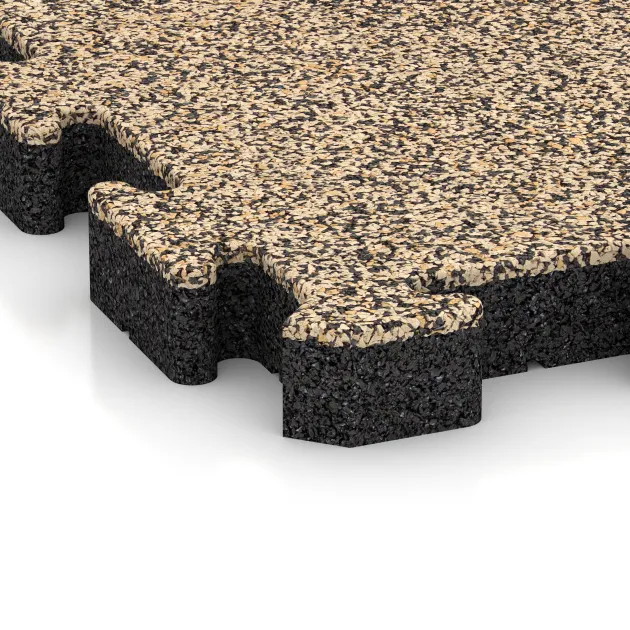 Detailaufnahme der Randausprägung von WARCO-Produkt 4167, Ballspielplatte HD, Format 500 x 500 x 50 mm, Farbe Travertin.