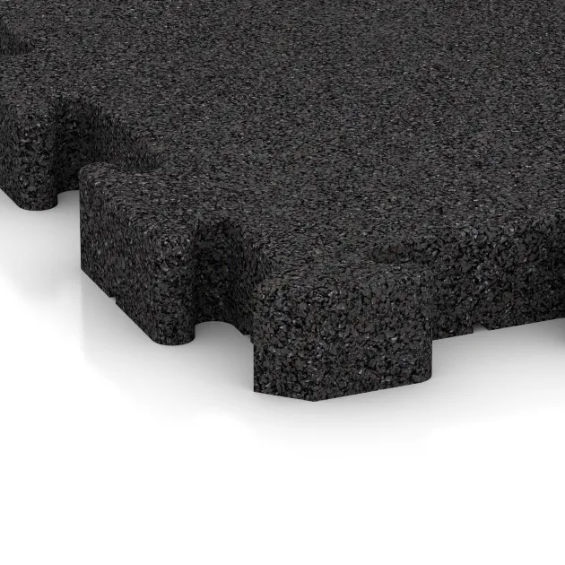 Detailaufnahme der Randausprägung von WARCO-Produkt 3132, Outdoor-Klickfliese, Format 500 x 500 x 50 mm, Farbe Anthrazit.