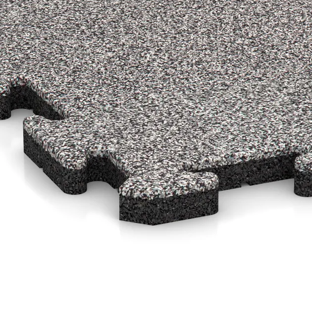 Detailaufnahme der Randausprägung von WARCO-Produkt 5011, Eckplatte, Format 485 x 485 x 30 mm, Farbe Grau Melange.