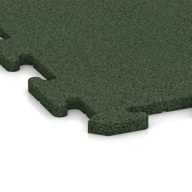 Detailaufnahme der Randausprägung von WARCO-Produkt 0372, Bodenschutzmatte 1,8 cm – Fitness, Format 1000 x 1000 x 18 mm, Farbe Grasgrün.