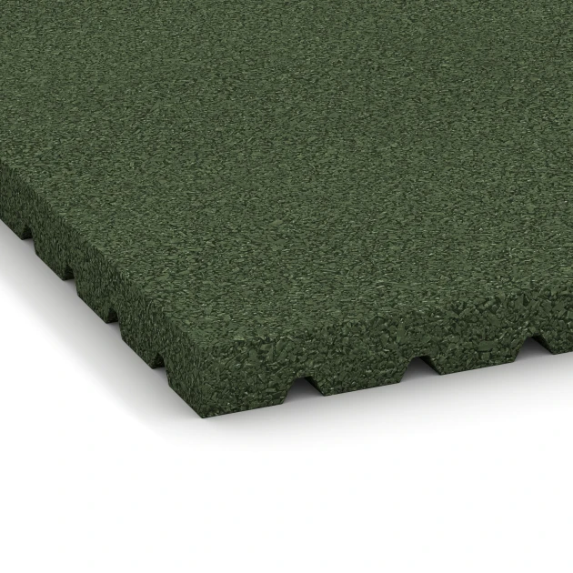 Detailaufnahme der Randausprägung von WARCO-Produkt 3642, Stallmatte HD, Format 1000 x 1000 x 40 mm, Farbe Grasgrün.