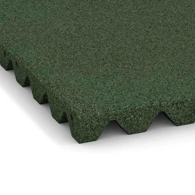 Detailaufnahme der Randausprägung von WARCO-Produkt 0618, Wandschutzplatte, Format 500 x 500 x 40 mm, Farbe Grasgrün.
