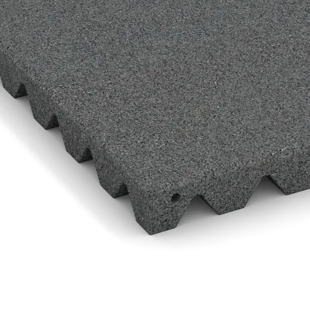 Detailaufnahme der Randausprägung von WARCO-Produkt 0657, Wandschutzplatte, Format 500 x 500 x 45 mm, Farbe Schiefergrau.