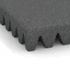 Detailaufnahme der Randausprägung von WARCO-Produkt 0729, Fallschutzplatte, Format 500 x 500 x 80 mm, Farbe Schiefergrau.