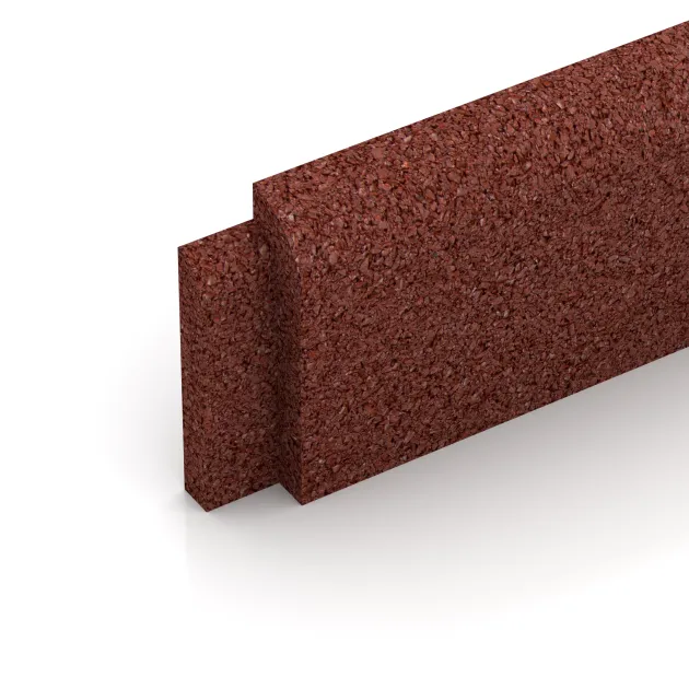 Detailaufnahme der Randausprägung von WARCO-Produkt 2264, Wandschutz Sockelleiste, Format 750 x 20 x 80 mm, Farbe Ziegelrot.