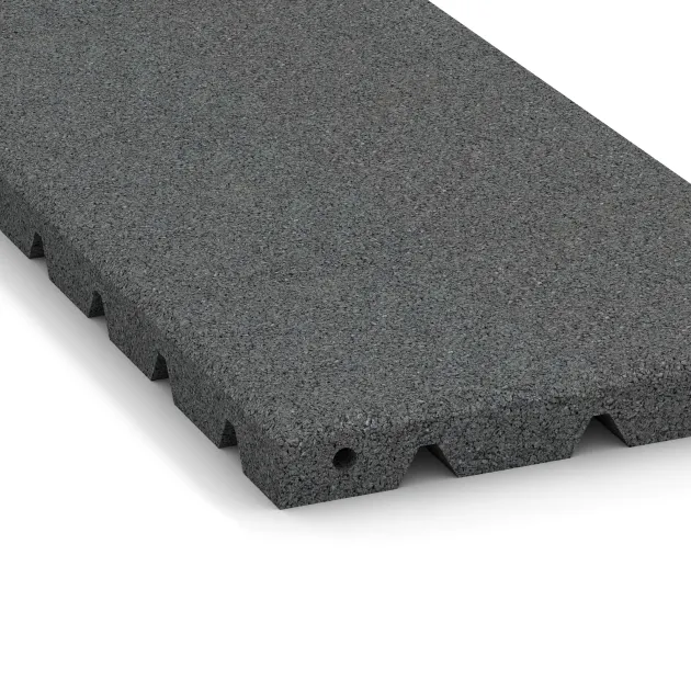 Detailaufnahme der Randausprägung von WARCO-Produkt 0382, halbe Platte, Format 500 x 250 x 30 mm, Farbe Schiefergrau.