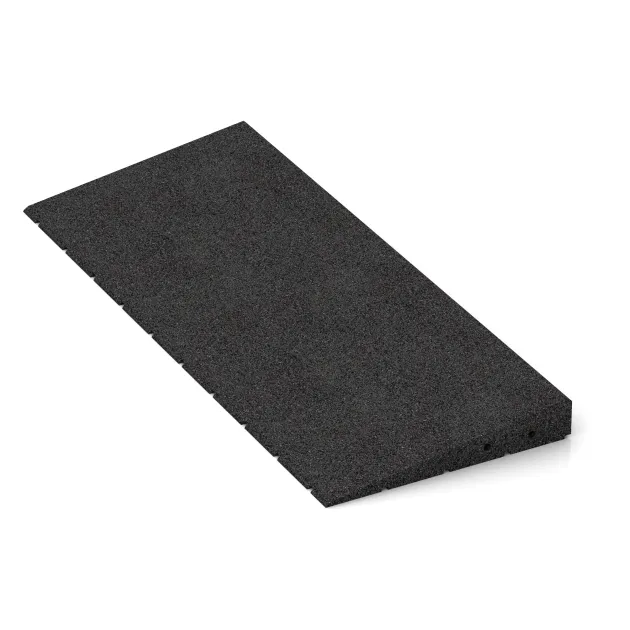 Detailaufnahme der Randausprägung von WARCO-Produkt 2508, Übergangsrampe 75 cm, Format 750 x 300 mm | 8 <  50 mm, Farbe Anthrazit.
