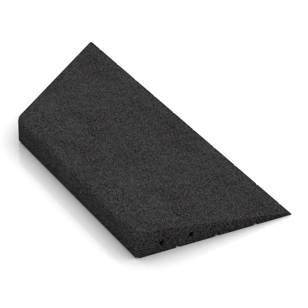 Detailaufnahme der Randausprägung von WARCO-Produkt 2076, rechte Eck-Keilhälfte, Format 750 x 300 mm | 8 <  50 mm, Farbe Anthrazit.