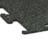 Detailaufnahme der Randausprägung von WARCO-Produkt 3755, Fitness Performance Elite Trainingsboden, Format 1000 x 1000 x 10 mm, Farbe Leicht Grün Gesprenkelt.