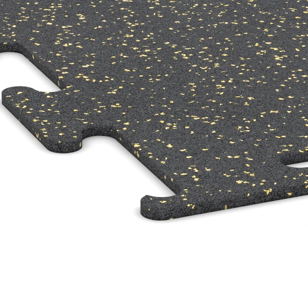 Detailaufnahme der Randausprägung von WARCO-Produkt 3764, Fitness Performance Elite Trainingsboden, Format 50 x 50 x 1 cm | 0,25 m², Farbe Leicht Gelb Gesprenkelt.